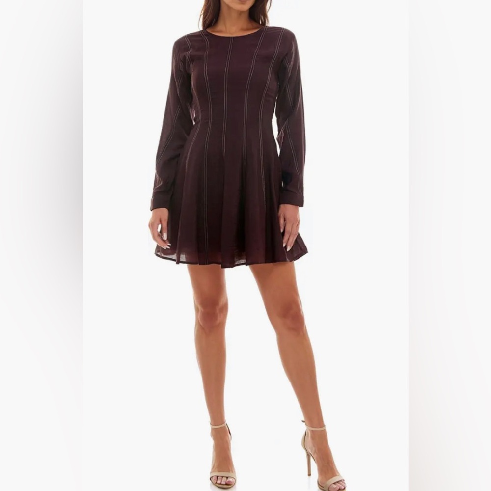 Stripe Long Sleeve Fit & Flare Minidress